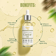 Pure Castor Oil with naturally occurring ricinoleic acid for rich hair and scalp care