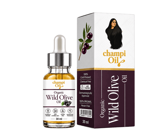 Champi Oil Organic Wild Olive Oil 100ml cold pressed oil for hair scalp skin lashes brows and nails