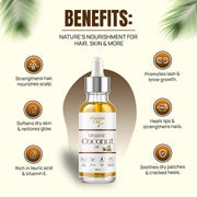 Coconut Oil for softer-looking hair, scalp nourishment and natural shine