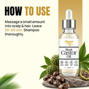 Applying Black Castor Oil to the scalp and roots with a slow gentle massage