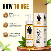 Applying Mid Porosity Hair Oil evenly through the scalp, mid-lengths and ends