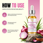 Applying Onion Seed Oil to the scalp and hair roots with gentle massage