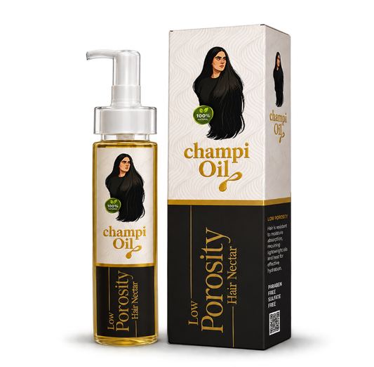 Champi Oil Low Porosity Hair Treatment for lightweight moisture and smoother-looking hair