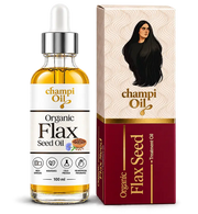 Champi Oil Organic Flax Seed Oil bottle for natural hair and scalp care